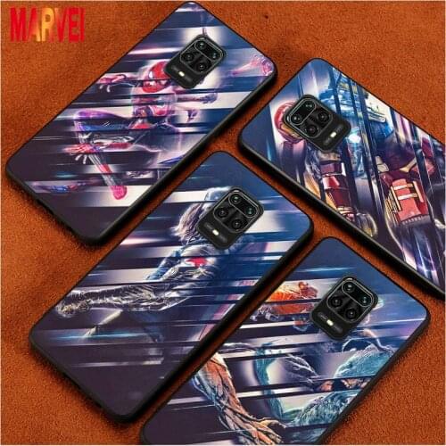 Marvel Avengers Heroes Silicone Cover For Xiaomi Redmi Note 10 10S 9T 9S 9 8T 8 7 6 5A 5 4 4X Prime Pro Max Black Phone Case