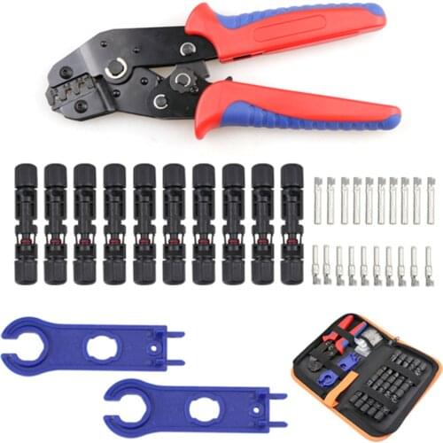 SN-2546B Crimping Pliers Set Terminal Electrician Clamp Wiring Tool Suitable for MC4 Solar Tool Pliers, with Connector Wrench