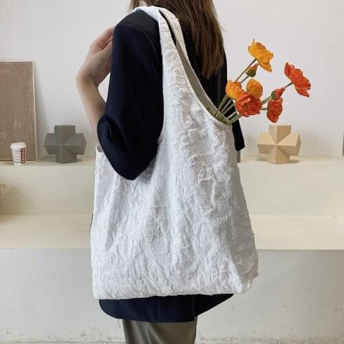 Temperament Fairy 2021 New Wave Korean Version of Large-capacity Simple Lace Shoulder Bag Student Bag Tote Handbag Soft Surface