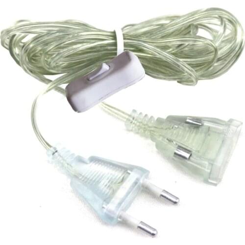Thrisdar 3M/5M Power Extension Cords With Switch Turn ON/OFF For Christmas Garland Light Holiday Wedding Party String Light