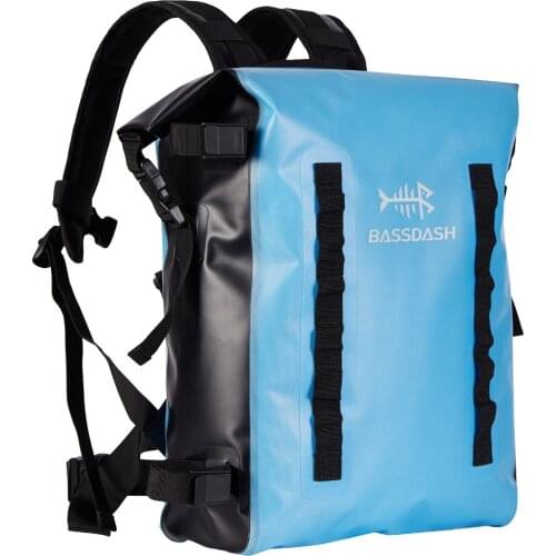 Bassdash 24L Waterproof TPU Backpack Roll-Top Dry Bag with Rod Holder for Fishing, Hiking, Camping, Kayaking, Rafting