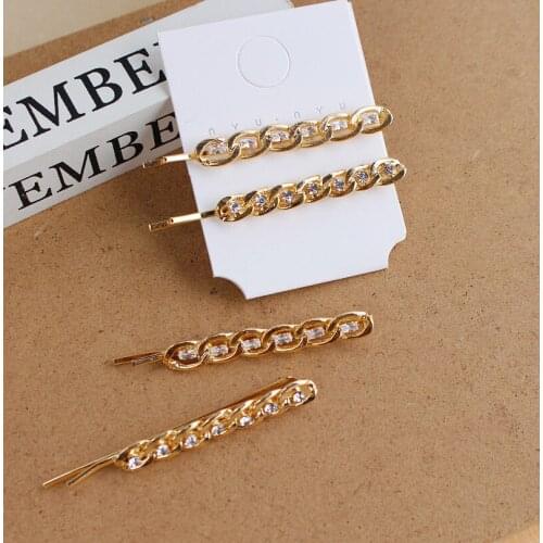 New Trendy Chain Style Shining Zircon Hair Clips Barrettes For Women Fashion Hair Accessories Hairgrips Wholesale