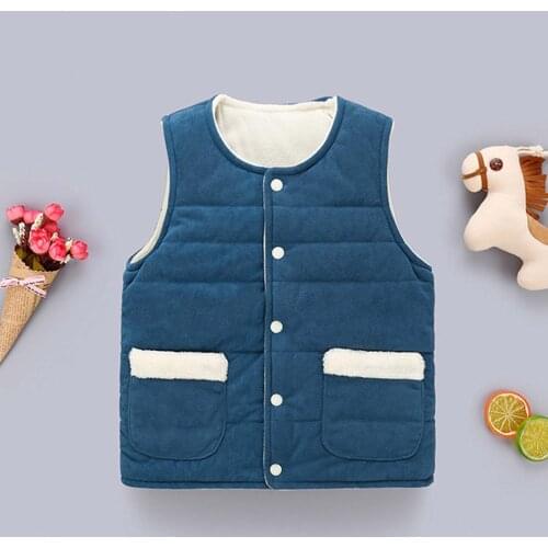 Toddler Baby Boys Girls Waistcoats Childrens Cotton Vest Solid Color Thickened Vest Western Style Outwear Jacket Kids Clothing