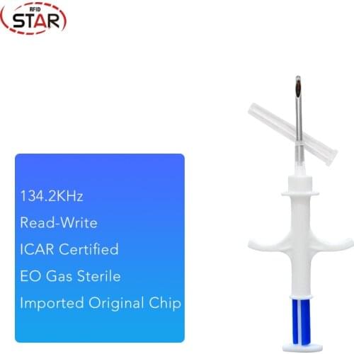 1pc 134.2 KHz Animal Identification Glass Microchip Tag with Syringe ICAR identity ISO 11784/11785 FDX-B Standard 2.12X12mm