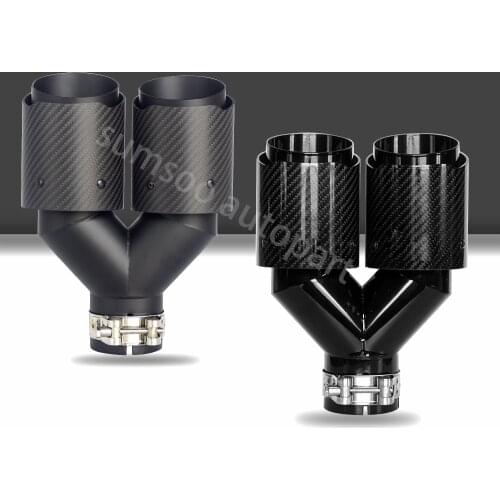 1 Piece 89mmdouble out Universal carbon fiber exhaust Tip Black Paint Carbon Fiber Muffler Pipe For Car Modified exhaust pi