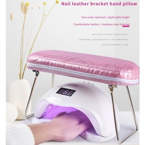 1pcs Nail Art Tools Hand Pad Sponge Pillow Bracket Arm Small Pillow Nail Salon Washable Pad Metal Bracket Leather Armrest