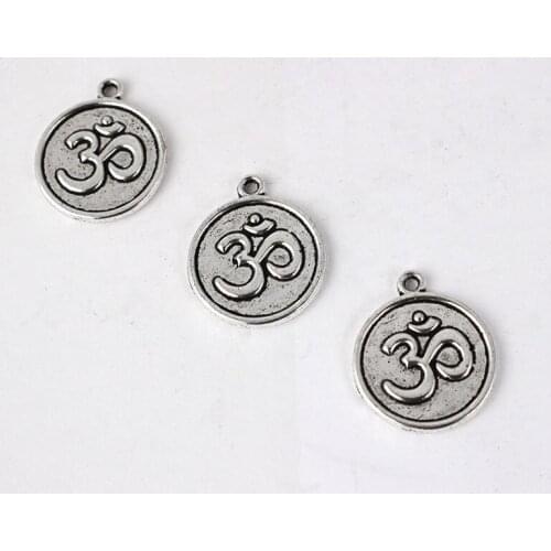 10PCS Antique AUM/OM Simple Yoga Charms Pendants for Necklace Making Jewelry Findings 21x18mm