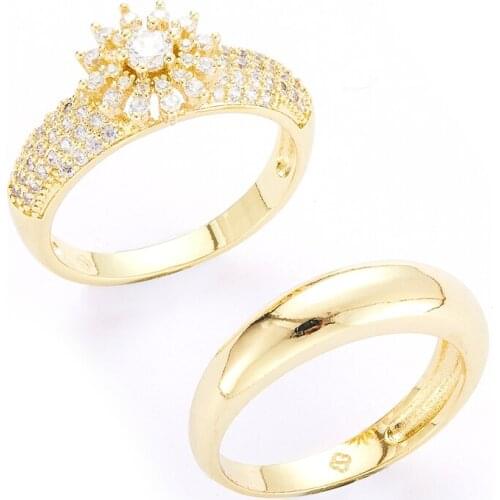 2021 June Finger Rings Women Round Crystal Caesar Ring Gold Color Ethnic Wedding Jewelry Ring