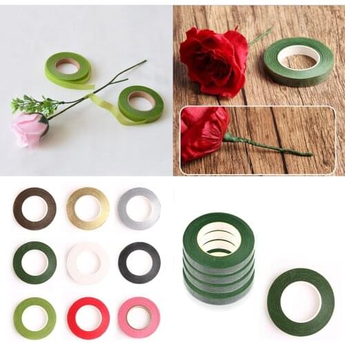 5Roll/lot 30yard 12mm Florist Stem Tape Wrap Florist Artificial Flower Metallic Tape Wire Floristry Decoration