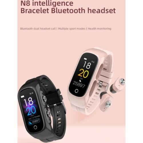 Wireless Headset Smart Watch Earphones + Wristband N8 Blood Pressure Sleep Monitor Sport Bracelet Band With Magnetic Data Cable