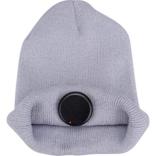 Wireless Music Hat Winter Outdoor Knitted BT Headphone Hat With Microphone Detachable Knitted Hat Light Gray