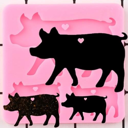 Shiny Pig Piglet Keychain Silicone Mold DIY Epoxy Resin Molds Jewelry Pendant Decoration Craft Handmade Charms Moulds