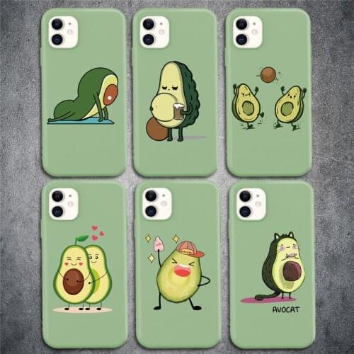 Cute Cartoon Avocado Phone Case For iPhone 11 12 Pro Max 12 Mini X XS XR MAX Soft Silicone TPU 7 8 Plus SE20 Fruits Funly Cover