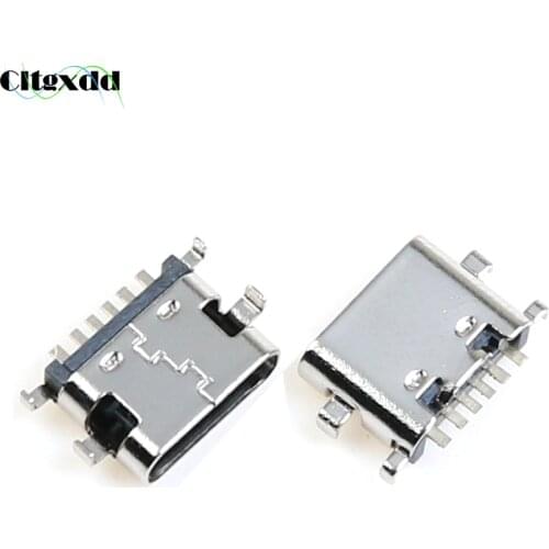 Cltgxdd 10Pcs/Lot Micro USB 3.1 Jack Type-C 6Pin SMD 90 Degree Female Connector For Mobile Phone Charging Port Socket