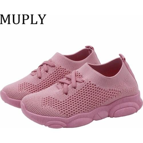 Kids Shoes Casual Girls Boys Shoes Lightweight Wear-resisting Stretch Breathable Mesh Sports Running Shoes