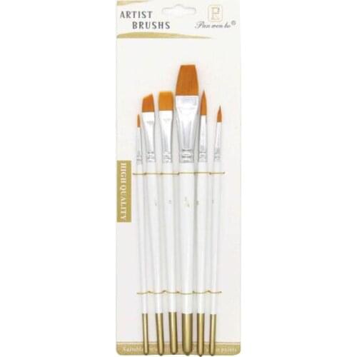 6Pcs/bag Watercolor Gouache Paint Brushes Different Shape Round Pointed Tip Nylon Hair Painting Acrylic Brush Set Art Supplies