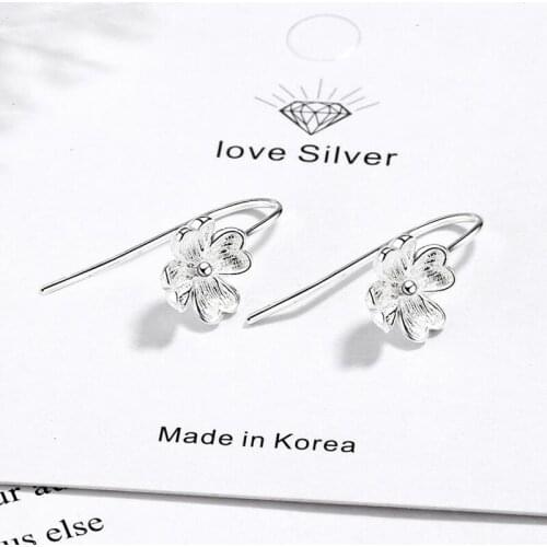 KOFSAC Latest Cute Flower Earring Girl Student Jewelry Sweet Silver Color Drop Earrings For Women Engagement Accessories Gifts