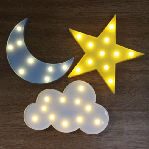 Creative Cloud Star Moon 3D LED Night Light Kids Baby Bedroom Indoor Lighting Decoration Lamp Desk Table Lamps Christmas Gifts