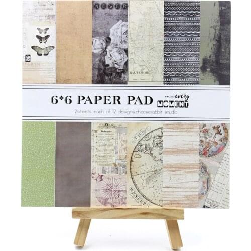 KSCRAFT 24pcs Single-side Printed Retro Style pattern creative papercraft art paper handmade scrapbooking kit set book
