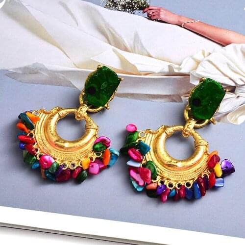 Summer Vintage Earring For Women Resin Statement Jewelry Girls Handmade Beads Boho Dangle Earrings brincos Accessories