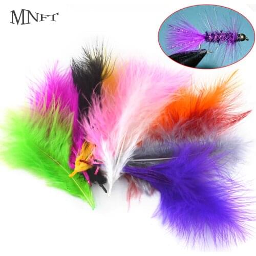 MNFT 100PCS 10 Colors Marabou Feathers Various Colours Available Fly Tying Materials Fly Fishing