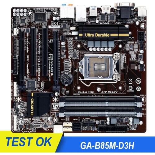 For GIGABYTE GA-B85M-D3H Motherboard B85M-HD3 Socket LGA1150 DDR3 For Intel B85 B85M VGA DVI HDMI 32GB Used Desktop Mainboar