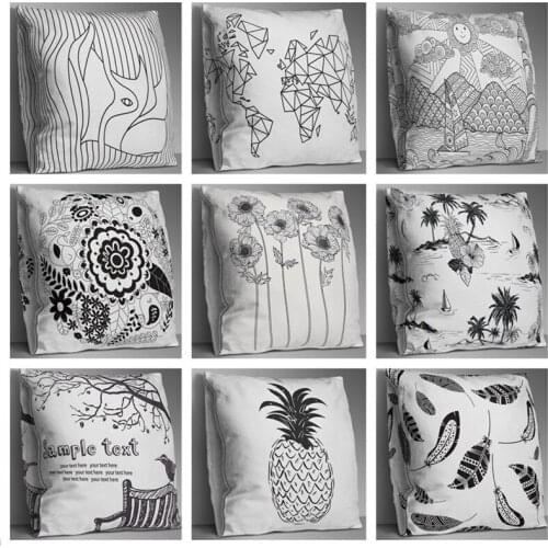 Fashion Geometric Stripe Pillow Cover Black White Throw Pillow Cases Double Sides Cafe Cover Home Office