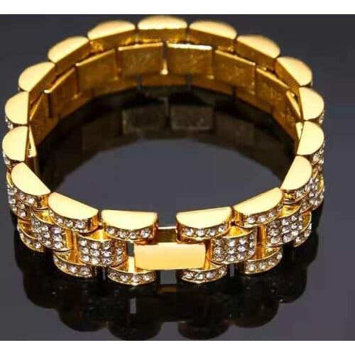 Iced Out Chain Bracelet for Men Women Cuban Link Chain Charm Bracelet Big Gold Chain Bangle Couple Bracelet Men Hip Hop Jewelry