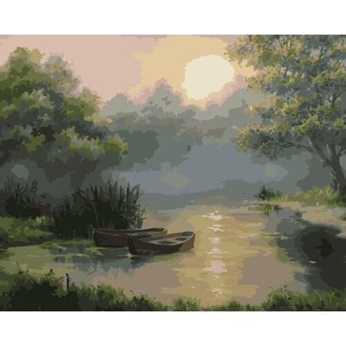DIY Kits Oil Picture By Numbers Landscape Handmade Acrylic Paint For Adults Coloring Drawing On Canvas Frame Painting By Numbers
