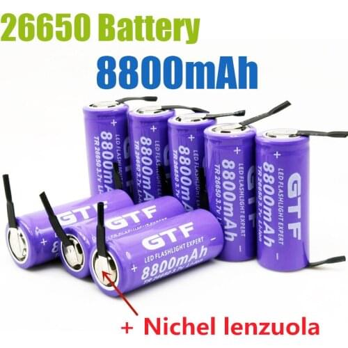 Newest 3.7V 26650 8800mah Ad Alta 26650-80A Li-Ion Batteria Ricaricabile per Torcia Elettrica del led + FAI DA TE nichel