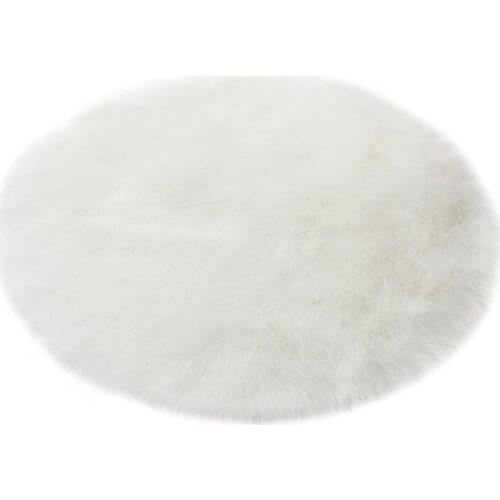 2021 New Artificial Wool Faux Fur Hairy Carpet Round Rug Chair Cover Bedroom Floor Mat