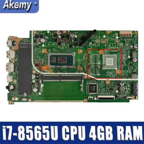 Akemy X712FA original mainboard with i7-8565U CPU 4GB RAM GM For asus vivobook Q 17 X712F X712FA laptop motherboard mainboard