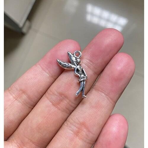 8pcs Charms Angel Fairy 25x14mm Tibetan Silver Color Pendants Antique Jewelry Making DIY Handmade Craft wholesale