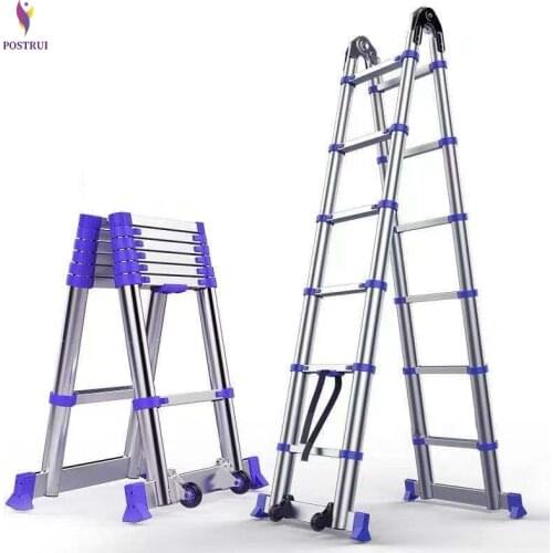 3.15M+3.15M High Quality Thickening Aluminium Alloy Herringbone Ladder Portable Household Telescopic Ladders