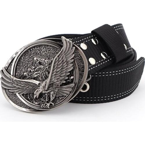 Mens Zinc Alloy Buckle quick Release Pin buckle personality bear eagle wings Belt Tactical Authentic designer Ladies Belt
