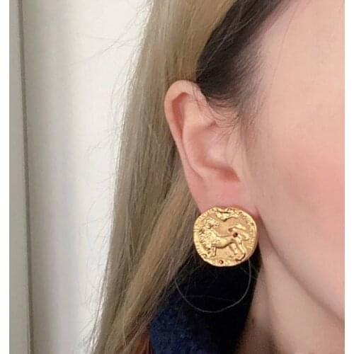 Rispada EH33822-K21 Lion old coins monete stud earrings