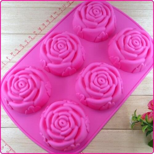 6hole Silicone Rose Flower Shape Bakeware Baking Mold JELLY Cake Pan Chocolate Manufacture Mold