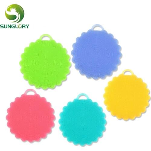 Silicone Dishwashing Brush Multifunctional Vegetable Scrubber Heat Resistant Pad Fruit Washing Brush Silicone Bowl Cleaning Pad