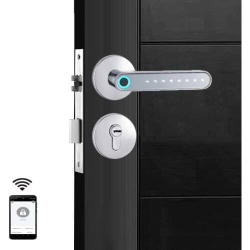 Smart Remote Control Bluetooth-compatible Fingerprint Password Code Biometrics Lock with Mechanical Key For Wooden Metal Door