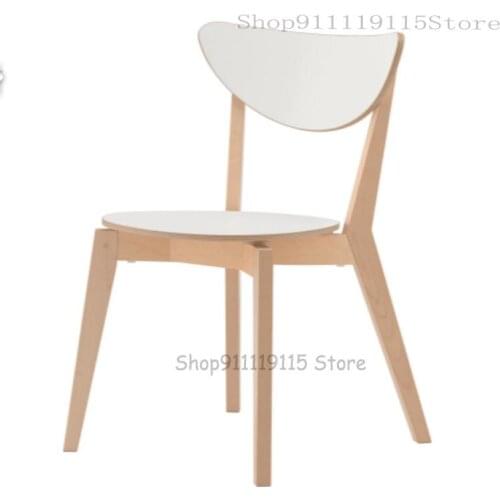 Modern Office Coffee Leisure Solid Wood Dining Chair With White Folding Back
