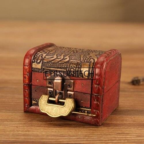 Ancient Egyptian Storage Box With Lock Antique Wood Treasure Chest Ornaments Household Vintage Home Decoration Gift 50pcs