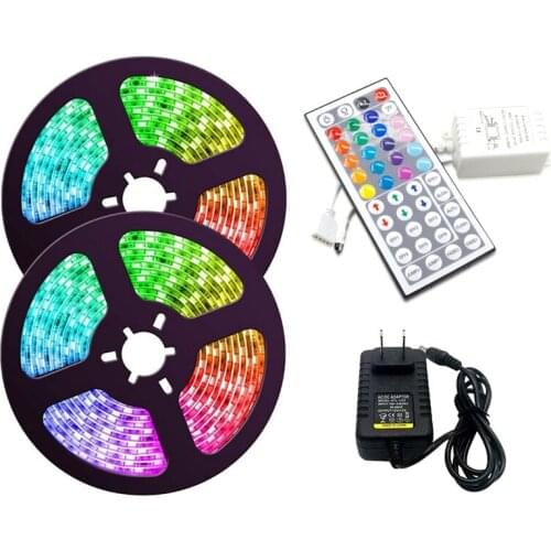 10M 3528 RGB LED Strip Light 600LED Waterproof Flexible Light Strip with 44 Key Remote for Halloween Christmas