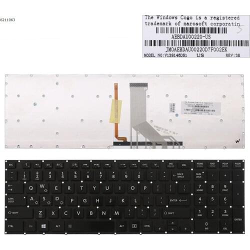 US New Replacement Keyboard for TOSHIBA P50-A p55 GLOSSY Without FRAME Backlit WIN 8 Laptop Keyboard