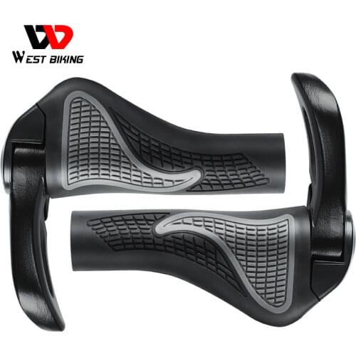 WEST BIKING MTB Bike Grips Anti-Skid Ergonomic Bicycle Grips Bike Bar ends Handlebars Rubber Push On Bicycle Parts Cycling Grips