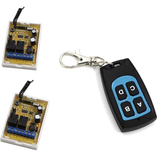 High Quality DC 12V DC 24V 2CH Wireless Remote Control Switch 2piece Receivers and Waterproof Transmitter with 4 Keys