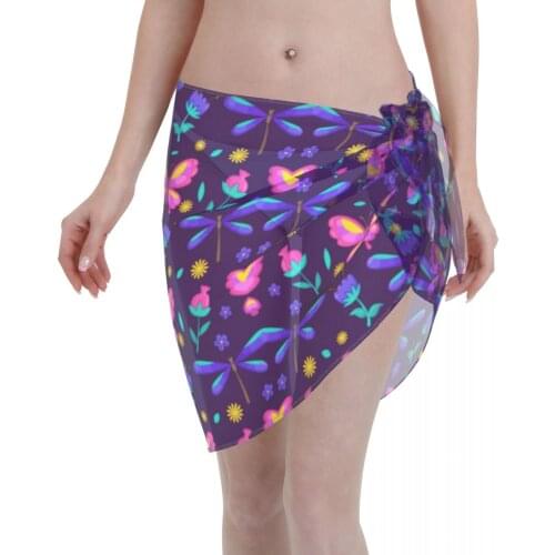 Women Beach Bikini Cover Up Insects Flowers Butterflies Wrap Skirt Sarong Scarf Beachwear Bathing Suit Beachwear Swimsuits