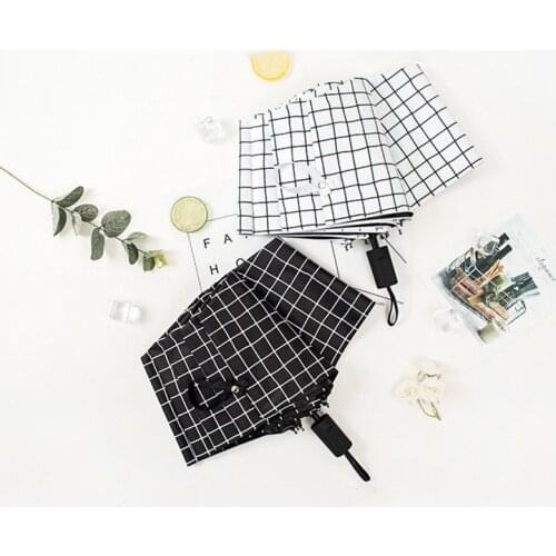 Umbrella Lattice Black Coating Umbrellas Wind Resistant Folding Parasol Windproof Rain Umbrella for Men Women