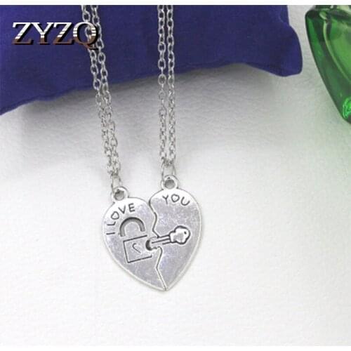 ZYZQ Personality Couple Necklace With Locker Pattern Engraved Valentines Day Gift Chain Necklace Wholesale Lots&Bulk Hot