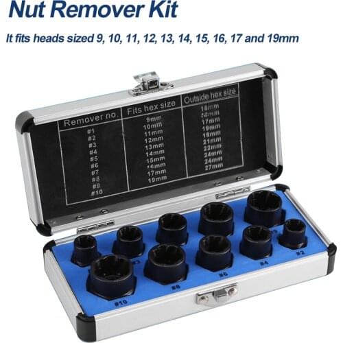 10 Pcs Set Nut Screw Remover Extractor Damaged Bolt Socket Head Broken Nut Remover Home Tools Screw Bolt Extractor Tools Kit