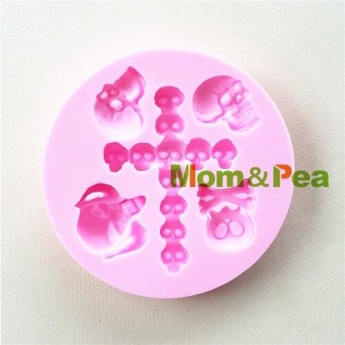 Mom&Pea 1175 Free Shipping Skull & Cross Silicone Mold Cake Decoration Fondant Cake 3D Mold Food Grade
